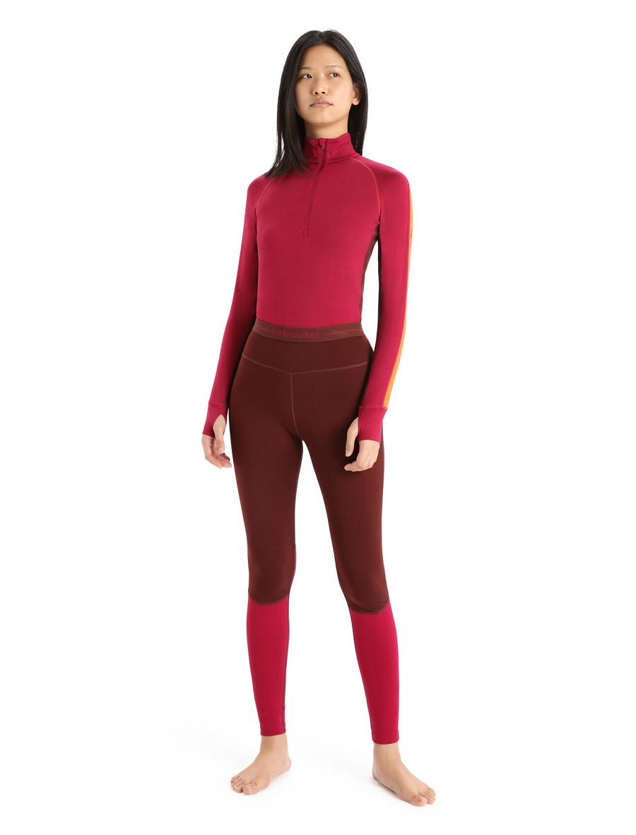 Women's Icebreaker Merino 260 ZoneKnit™ Leggings Base Layers Espresso / Cherry | CA 1056MQZA